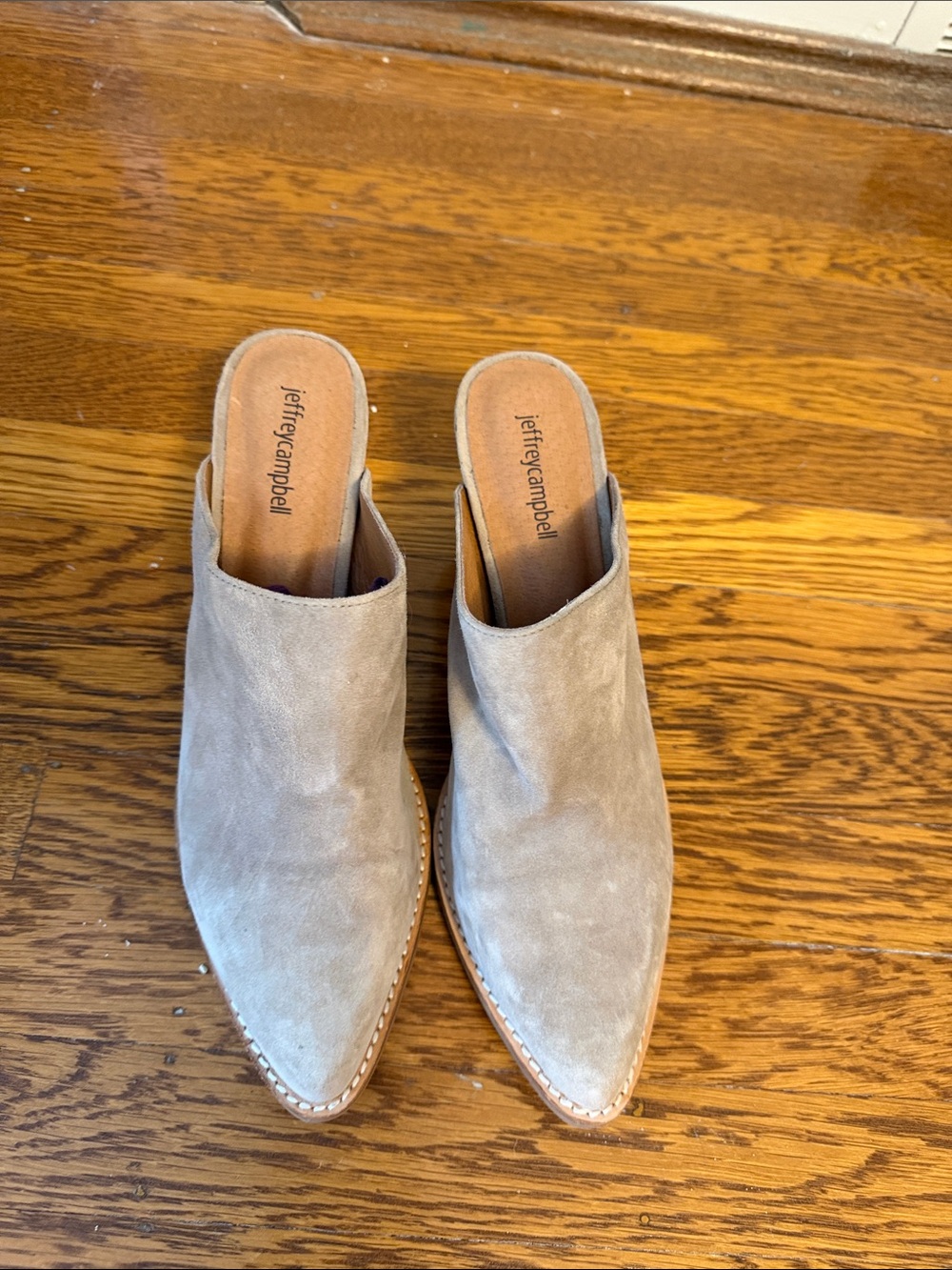 Jeffrey Campbell Taupe Suede Pointed Mules